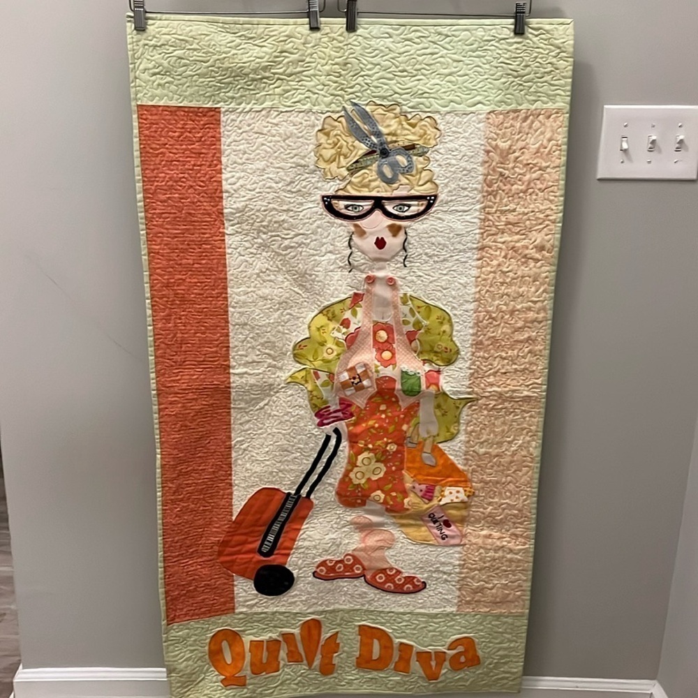 Completed Quilt Diva Wall Hanging Decor Amy Bradley Patchwork Appliqué 51” x 28”